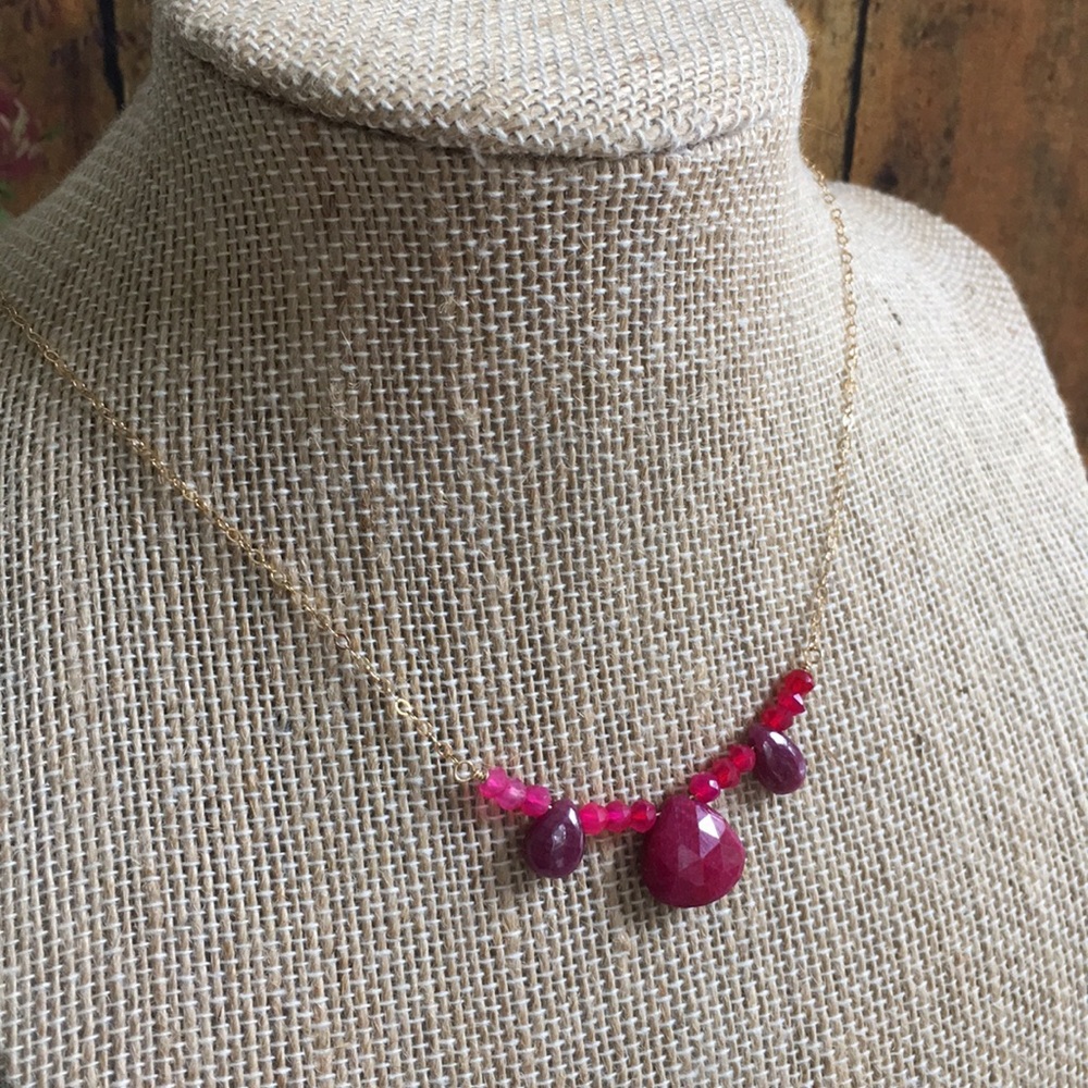 Ruby Chalcedony Necklace Gold Fill - image 3